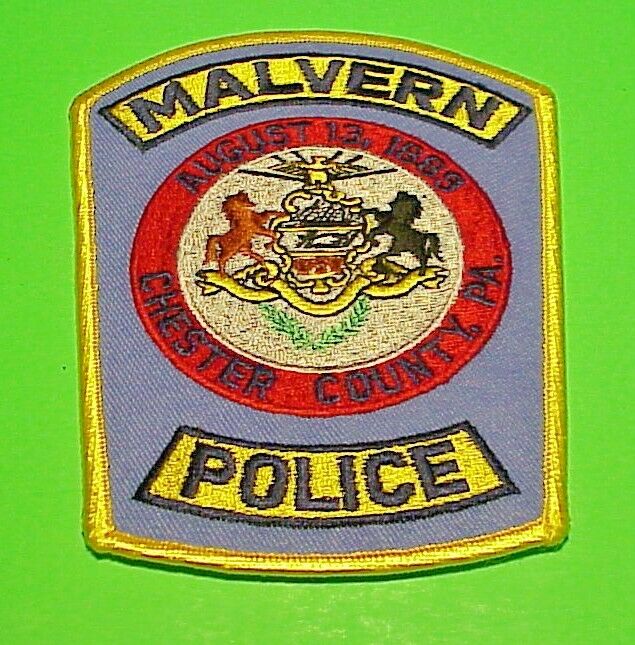 Malvern Chester County  Pa  Pennsylvania  5"  Police Patch  Free Shipping!!!