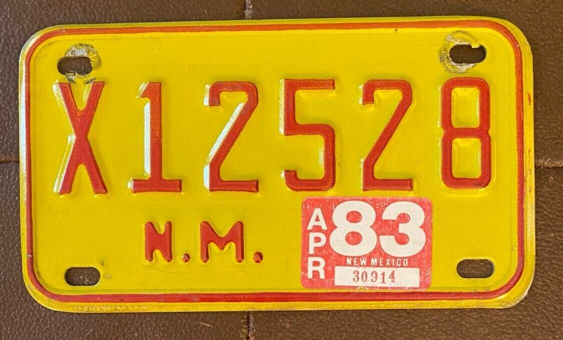 New Mexico 1983 Motorcycle License Plate # X12528