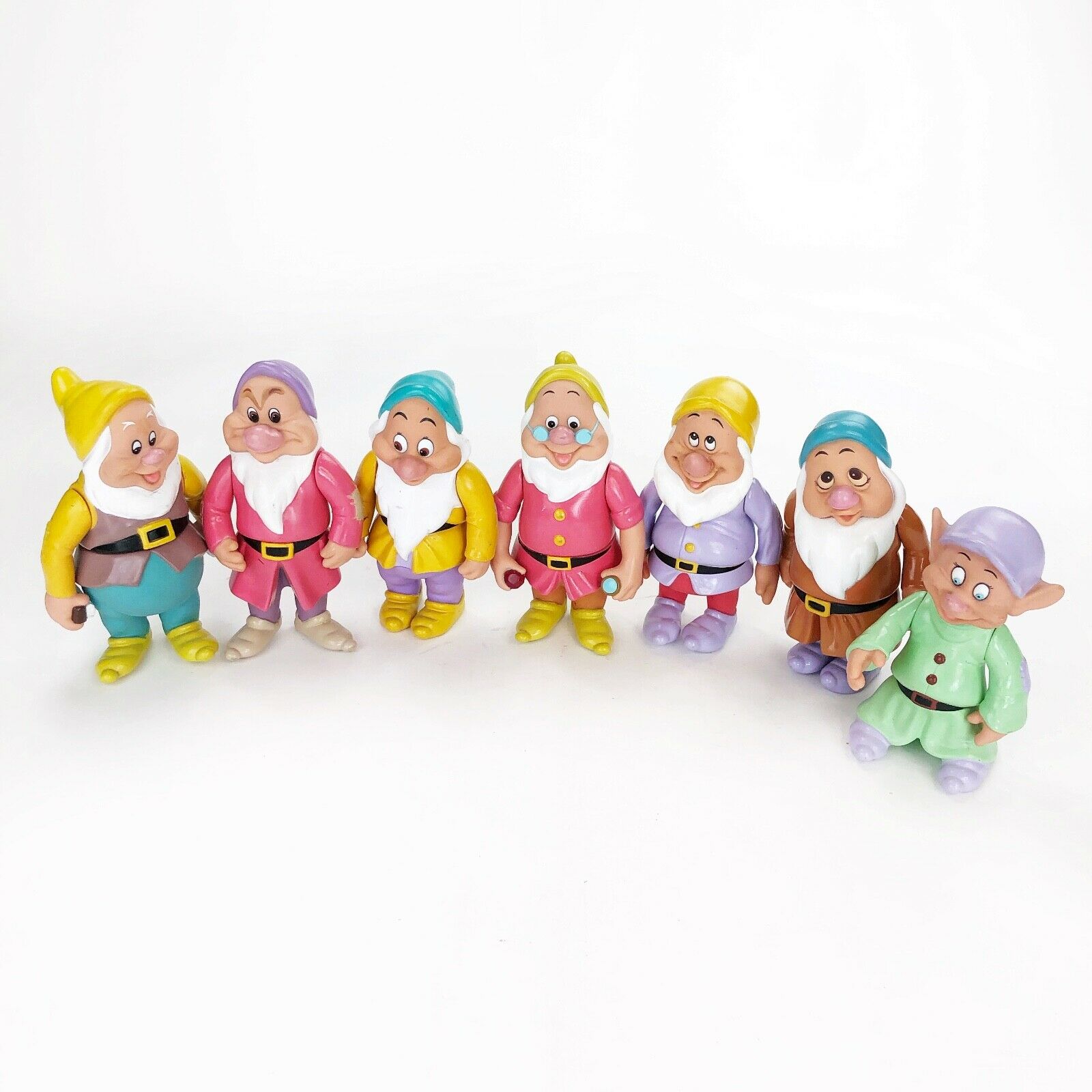 Rare Vintage Disney Snow White's Seven Dwarfs 6 Inch Vinyl Figures Set Of 7