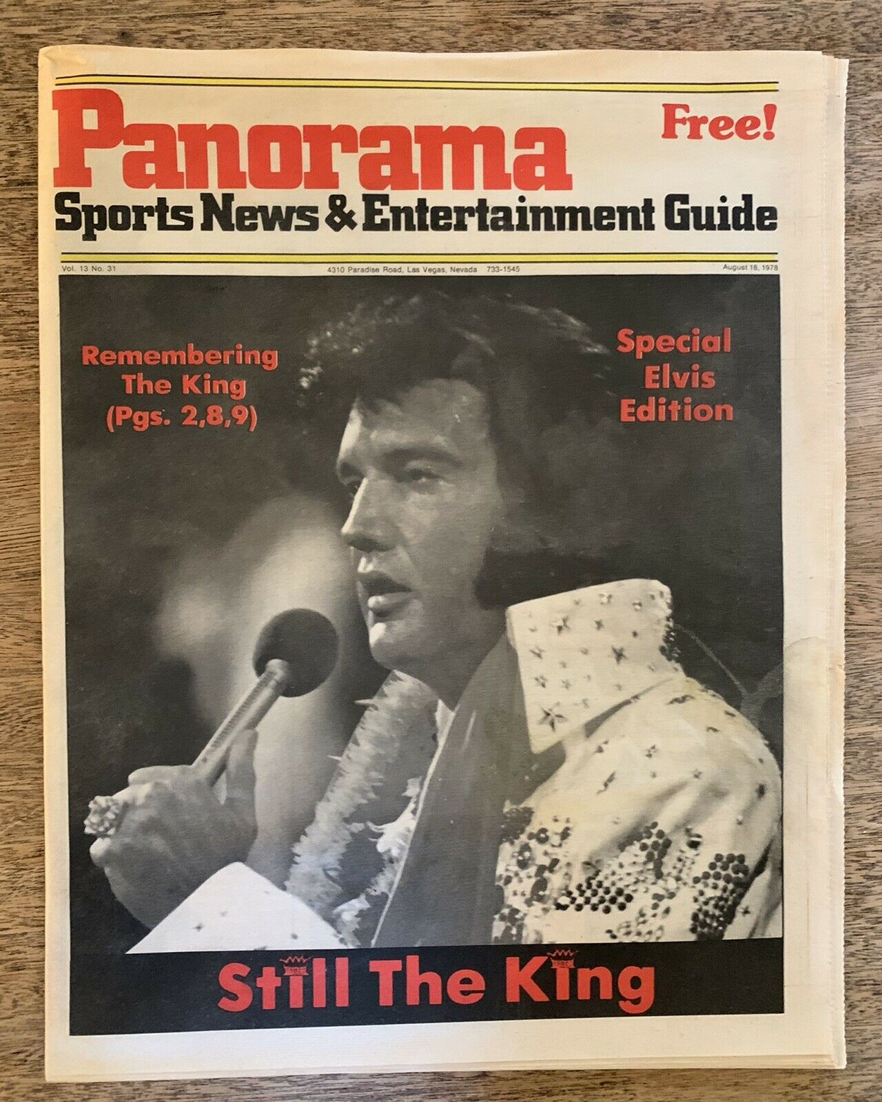 Vtg Elvis Presley Las Vegas Nevada Panorama Magazine Newspaper Tabloid 1978