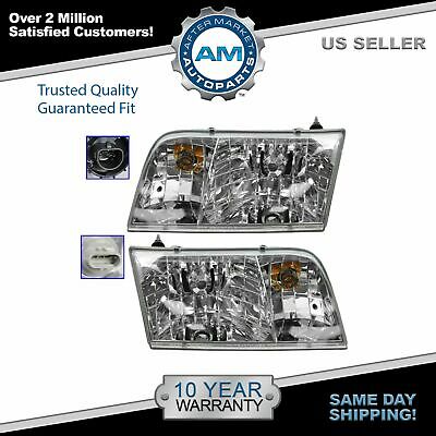 Headlights Headlamps Left & Right Pair Set New For 98-11 Ford Crown Victoria