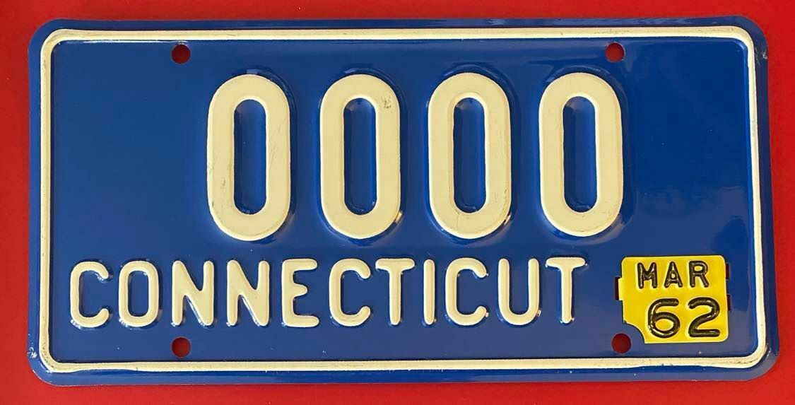 Connecticut 1962 Sample License Plate # 0000