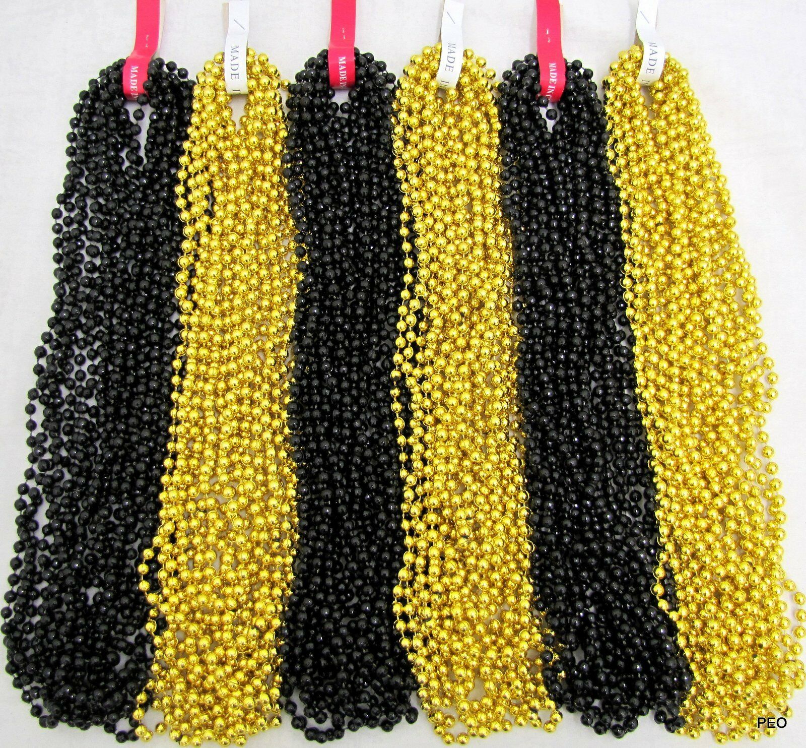 Mardi Gras Beads Gold And Black Disco Saints Steelers Party 6 Dozen 72 Necklaces