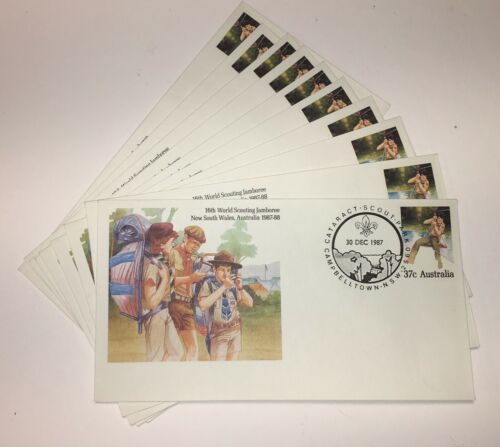 Boy Scout 1st Day Cover 1987-88 16th World Jamboree Australia Envelope Set Of 10
