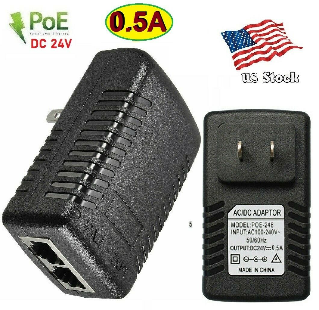 24v 0.5a Wall Plug Poe Injector Ethernet Adapter Ip Phone/camera Power Supply