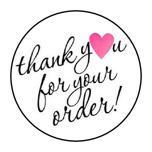 30 1.5" Thank You For Your Order Heart Pink Favor Labels Round Stickers***