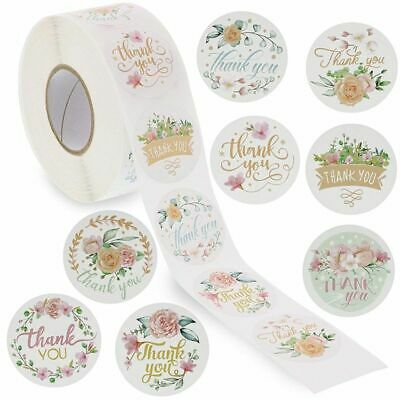 1 Roll Of 1000 Pcs 1.5" Assorted Floral Thank You Stickers Round Sealing Labels