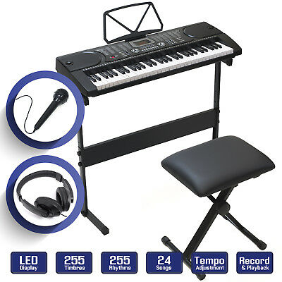 Digital Piano Keyboard 61 Key - Electronic Keyboard W Stand Stool Headphones
