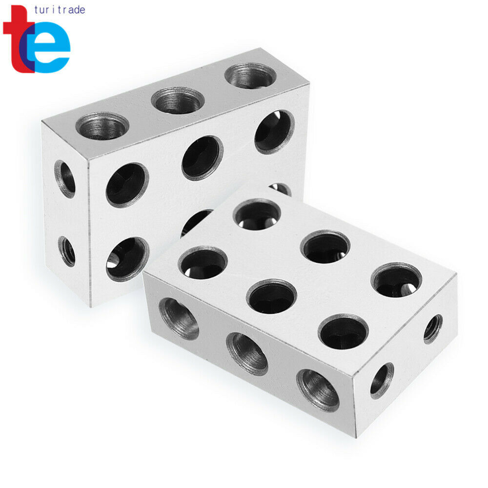 Matched Pair 1-2-3 123 Blocks With 11 Holes Precision 0.0002" Hardened Steel