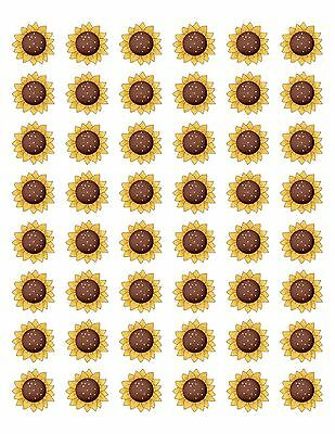 48 Big Sunflower Envelope Seals Labels Stickers 1.2" Round