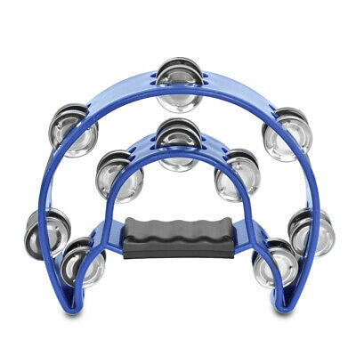 Double Row Jingles Half Moon Musical Tambourine Percussion Drum Blue Party Gift