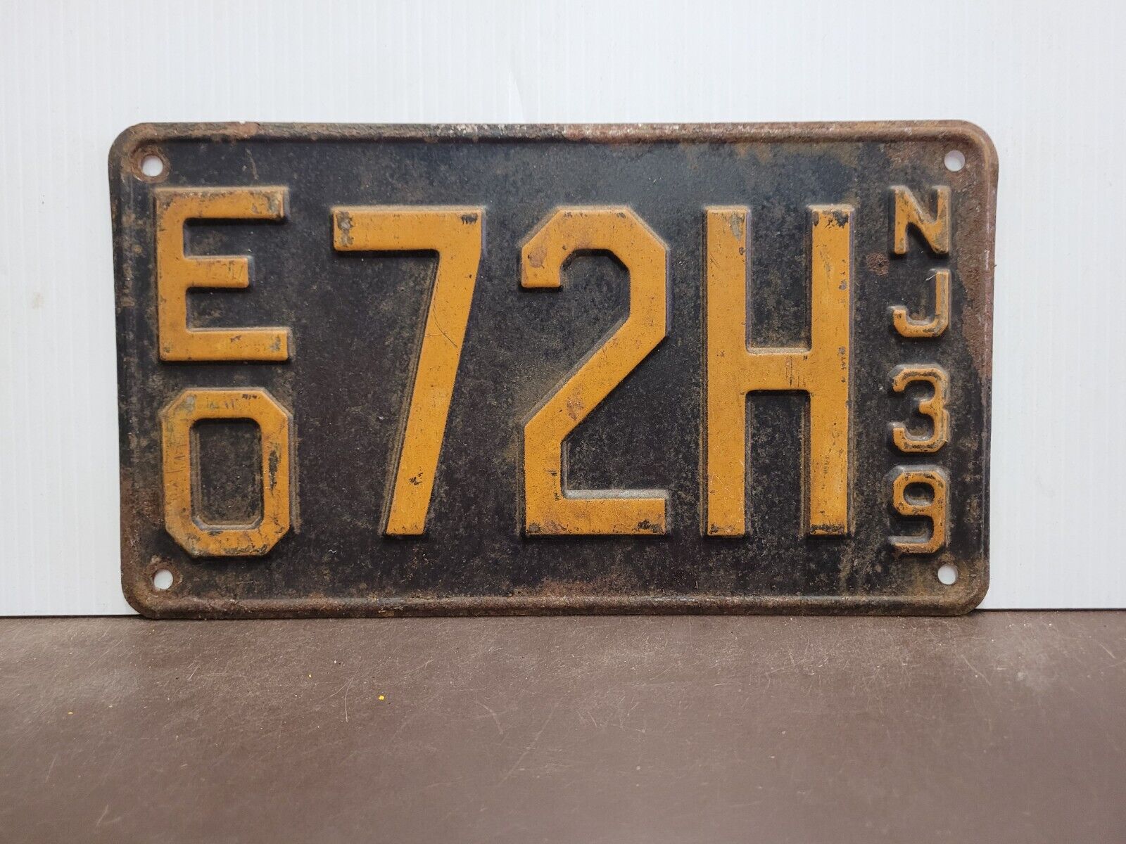 1939 New Jersey License Plate Tag Original.