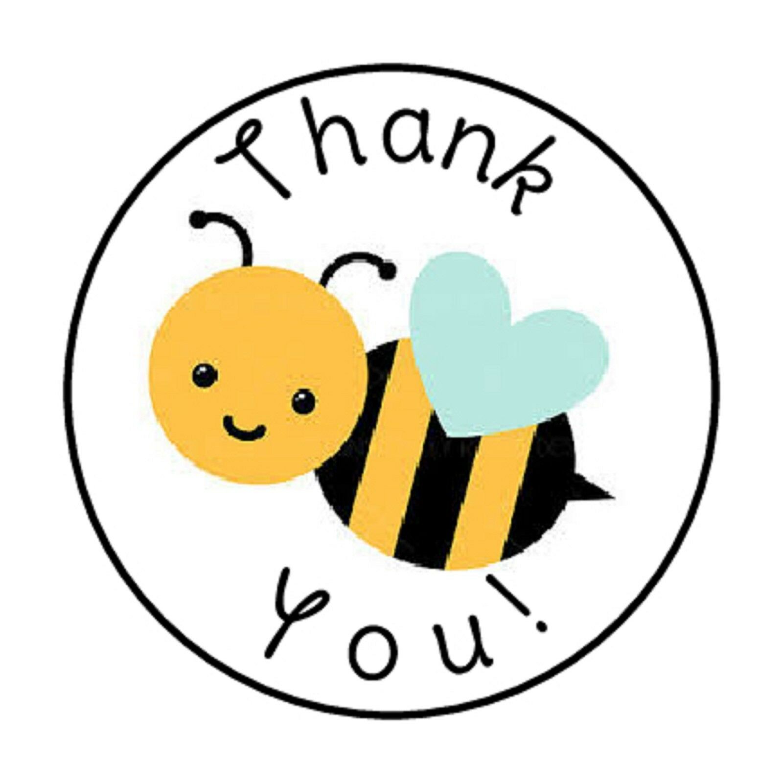 48 Thank You Bumble Bee Envelope Seals Labels Stickers 1.2" Round