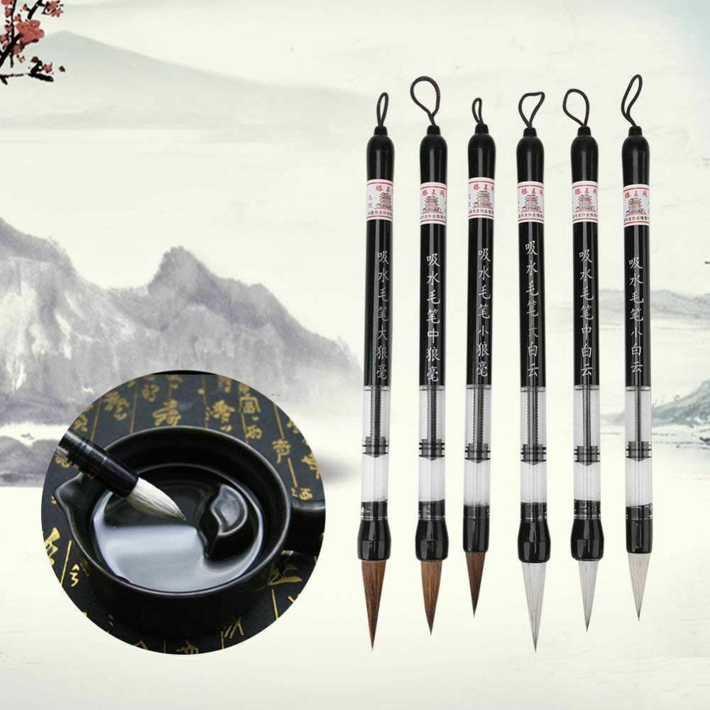 Water Color Brush Pen Piston 6 Pcs/set Chinese Japanese Calligraphy Paintings