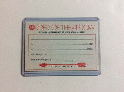 Bsa Boy Scouts Oa Order Of The Arrow Membership Card, No. 5008, 175m876, Unused