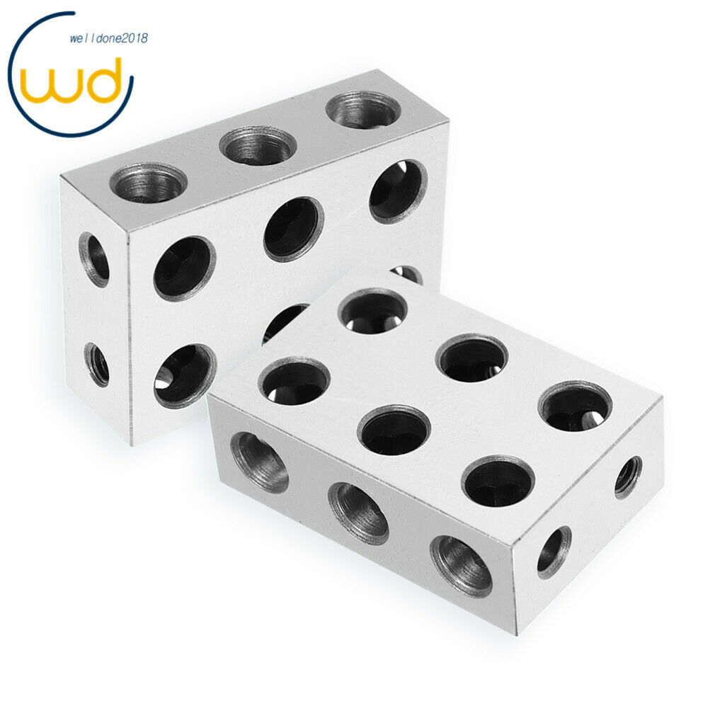 1-2-3 123 Matched Pair Steel Blocks Precision 0.0002" With 11 Holes