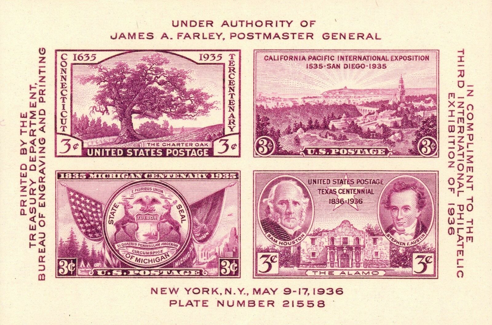 Us 1936 Tipex Souvenir Sheet, Stamp 778, Mint Mnh - Jpss