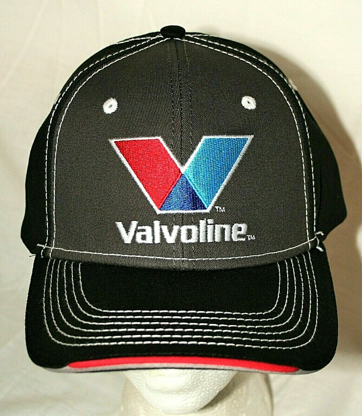 Valvoline Trusted Oil "v" Logo Racing Baseball Black/ Gray Stitch Hat New Osfm