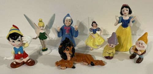 Disney Malaysia Schmid Figures Lot Snow White Dwarfs Pinocchio Tinker Bell Scar