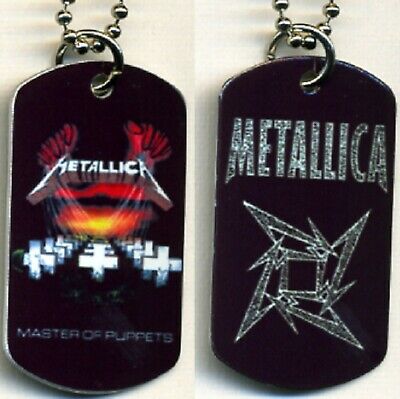 Metallica Rock N Roll Color Logo Aluminum Dog Tag Necklace W/30" Chain New