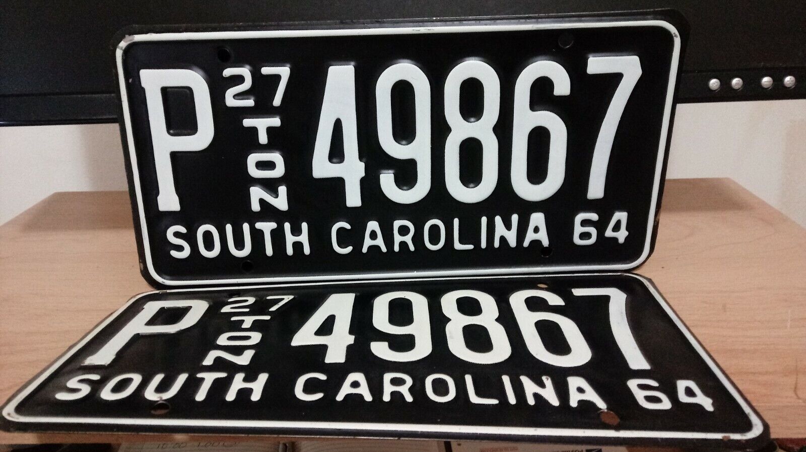 1964 South Carolina Nice 27 Ton Pair License Plate Tag Original