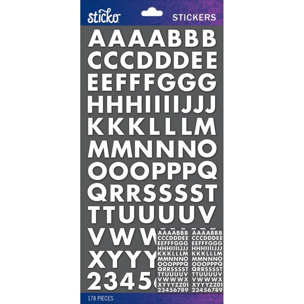 Scrapbooking Crafts Stickers Sticko White Futura Bold Alphabet Letters Numbers