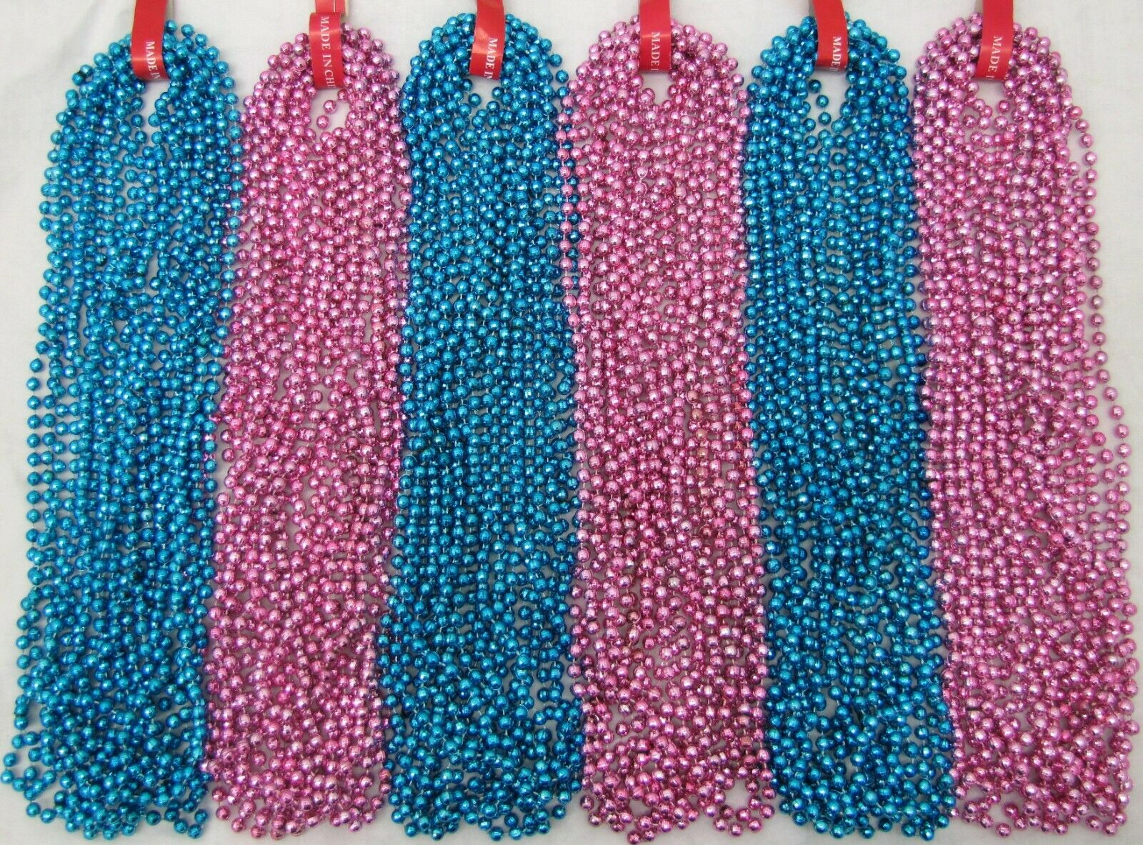 Mardi Gras Beads Blue Baby Pink Disco Gender Reveal Shower 6 Dozen 72 Necklaces