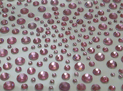 Craftbuddyus 325pieces Pink Self Adhesive Rhinestone Gems Craft, 2mm To 5mm Gems