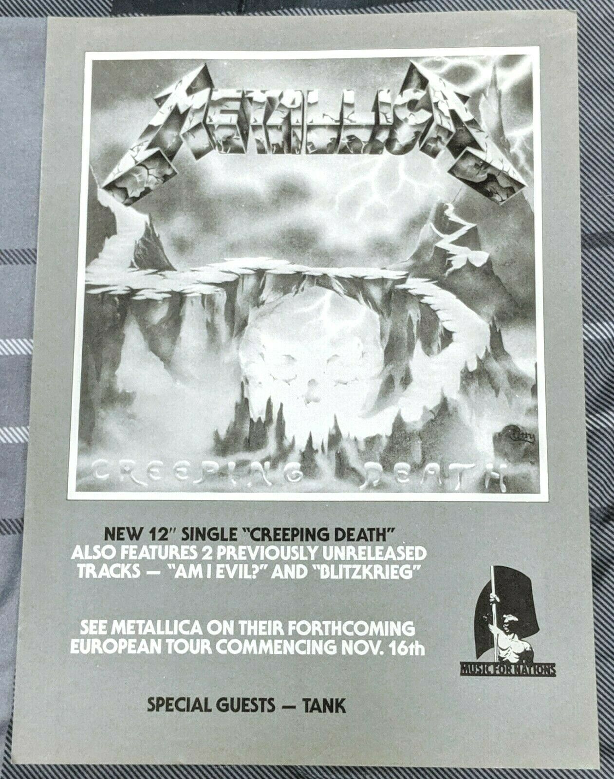 Metallica / Cliff Burton / 1984 Creeping Death 12' Inch Single Magazine Print Ad