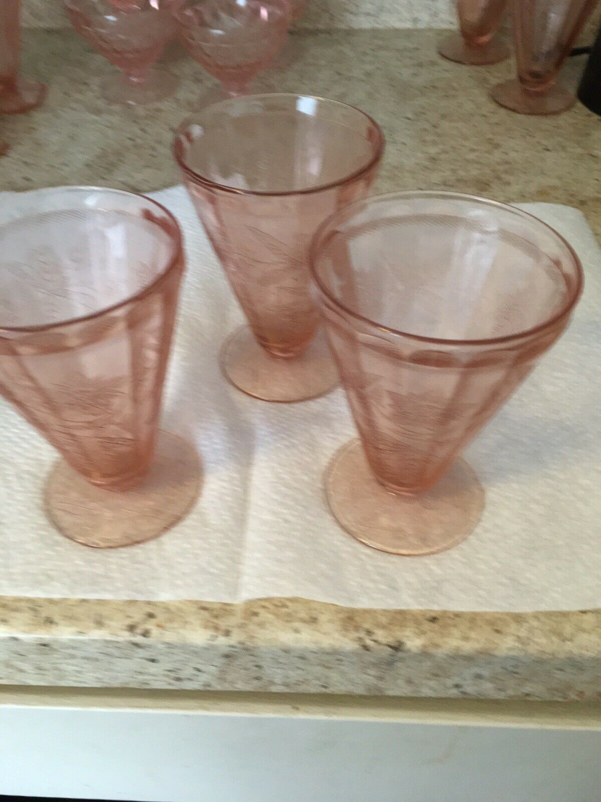3 - 4 1/2” Pink Floral Footed Tumblers
