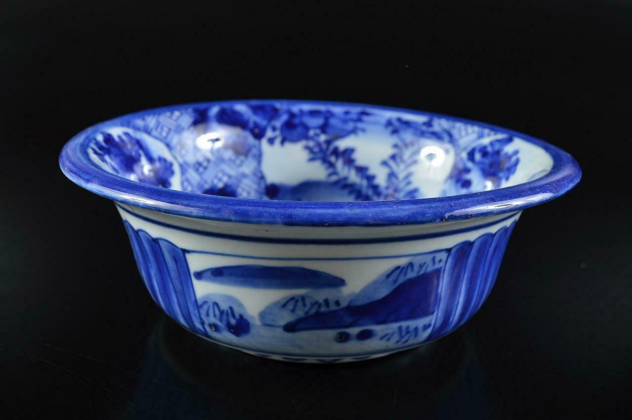 L5571: Japan Old Imari-ware Blue&white Kashiki Cake Box/confectionery Container