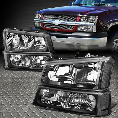 For 03-06 Chevy Silverado Avalanche 1500-3500 Bumper Headlight Lamp Black/clear