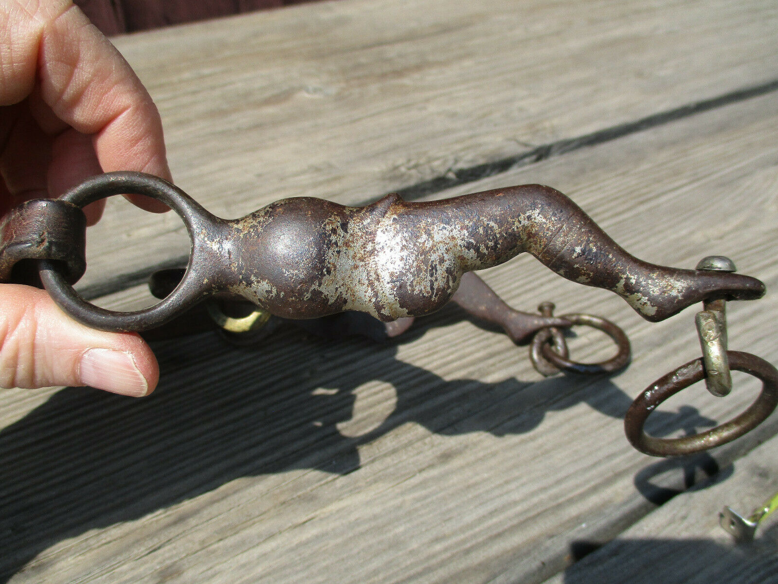 Antique Lady Leg Horse Bit With Brass Roller