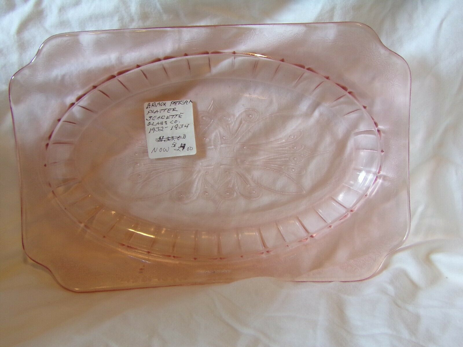 Pink Depression Platter, Jeanette Glass Co, 1932-1934 Reduced